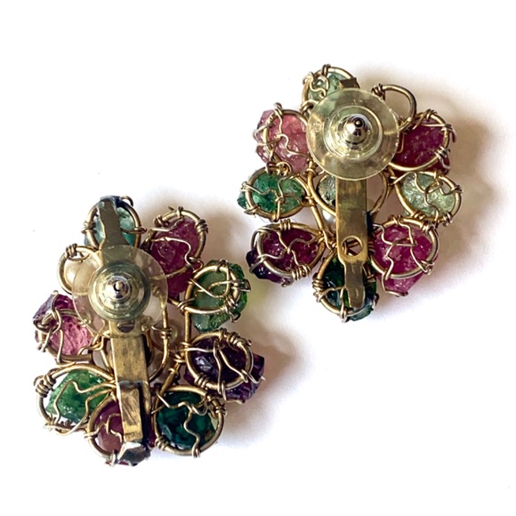 B.A.Ballou Natural Stones Earrings and Brooch Set Vntg Rare Find - Picture 2 of 8